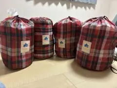 【美品】LOGOS ロゴス 寝袋 シュラフ チェック柄 収納袋付き 4個セット
