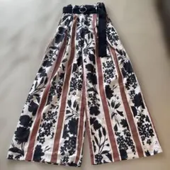 【LAGUNAMOON ラグナムーン】花柄ストライプワイドパンツ