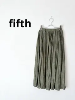 fifth フィフス　カーキ プリーツスカート ウエストゴム 上品 きれいめ