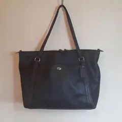 COACH 黒 トートバッグ 外ポケット付き