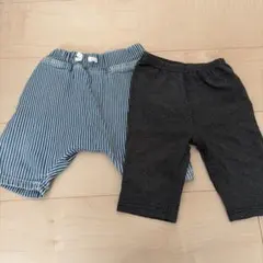 ストライプ柄と無地のパンツ2点セット