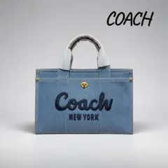 COACHコーチ大容量34cmデニムブルーカーゴトートバッグ - メルカリ