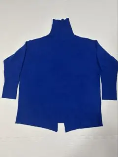 [美品] ハイネックニット ブルー ウール カシミヤ混 38 Ｍサイズ