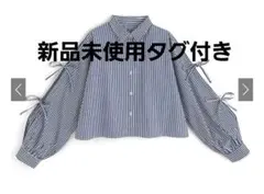 グレイル　GRL ストライプ柄リボンスリーブシャツ[nk50]