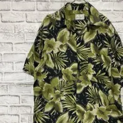 半袖シルクシャツ！アロハ　グリーンM 0507のサムネイル