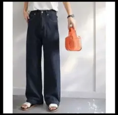 クラシカルエルフ 美シルエット。ハイウエストワイドデニムパンツ M
