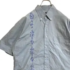 ミ*ル様 BEEA ボタンダウン シャツ 半袖 ビンテージ 古着 刺繍 ストライ