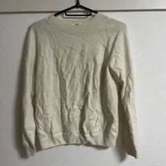 UNIQLO アイボリー カシミヤ100%長袖ニットセーター L