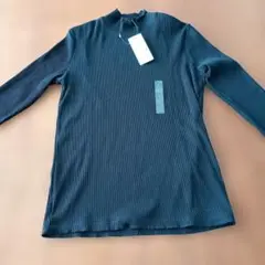 UNIQLO リブハイネックT ブラック L未使用タグ付