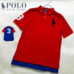 美品 ポロ ラルフローレン ポロシャツ ビッグポニー 半袖 バイカラー 刺繍