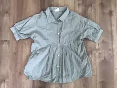 シャツ　リボン　バースデー　ライトグリーン　110