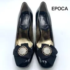 EPOCA エポカ 黒 エナメル ハイヒール 23.5 リボン ロゴのサムネイル