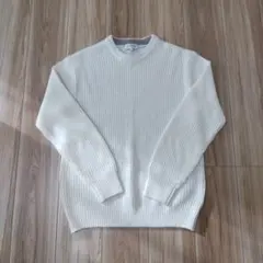 CREATION CUBE ホワイトリブニット セーター L
