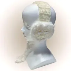 【最終値下げ】ハート イヤーマフ 耳あて ハンドメイド 編み物 かぎ針編み