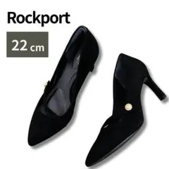 極美品 黒パンプス Rockport 22 黒 スエード ハイヒール ブラック