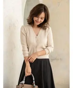 fifth コンパクトリブニットカーディガン M ホワイト　長袖 フィフス