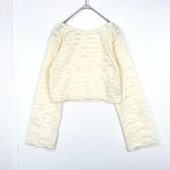 Chico シアーフリルボーダー カットソー クロップド丈 アイボリー Free
