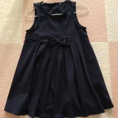 リボン付き Aライン ワンピース　ネイビー　85