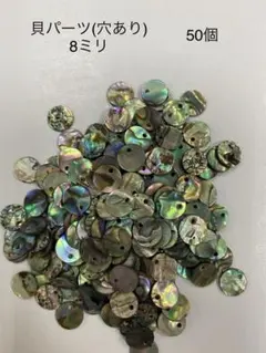 アワビ　貝パーツ　穴あり　8mm/10mm 50個