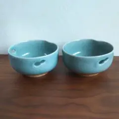 淡いブルーの器２客セット