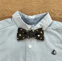 ハンドメイド　キッズ　蝶ネクタイ　リボンブローチ　黒✕ゴールド　ドット