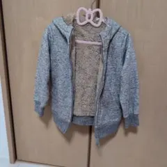 UNIQLO KIDS 裏ボア フルジップパーカー グレー 110