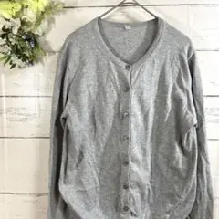 【UNIQLO】コットン100% 薄手カーディガン（M）グレー 羽織 綿