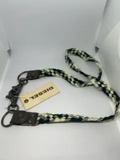 DIESEL メンズ長財布編み込みベルト 緑/黒/白
