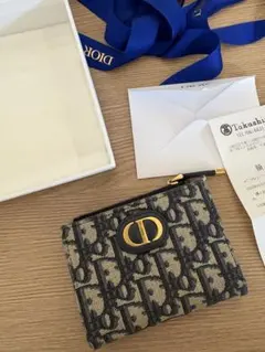 Christian Dior 二つ折り財布 ベージュ/ネイビー