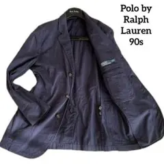 90s ポロ バイ ラルフローレン テーラードジャケット 40R ネイビー 伸縮