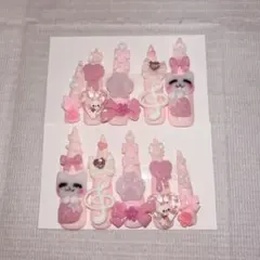 量産型 地雷 平成女児 ねこ ピンク ネイルチップ 現品