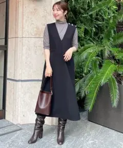 ロングワンピース ノースリーブ 黒