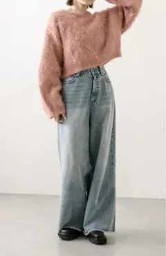 mystic ウールシャギーショートニット