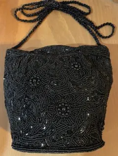 ヴィンテージ　ビーズ装飾 ブラック ショルダーバッグ