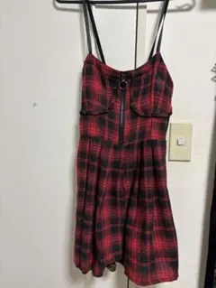 赤黒チェック キャミワンピース ロング
