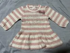 メゾピアノ ピンクストライプワンピース