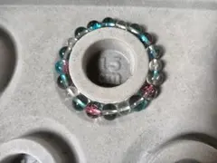 ブルー ピンク系 ハンドメイド ゴムブレスレット 約15cm
