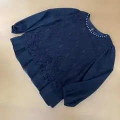 ブラックレース長袖ブラウス