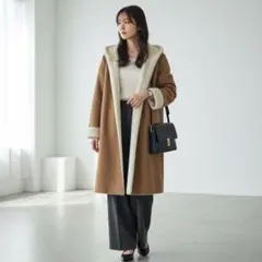 G9419*KBF+ ケービーエフ☆裏起毛☆ムートン☆コート☆茶ブラウン