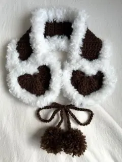 ハート イヤーマフ ブラウン×ホワイト