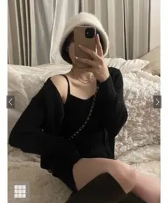 【GRL】ショート丈カーディガン×キャミソールニットアンサンブル［dr404］