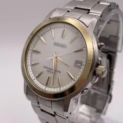 稼働 SEIKO メンズ 腕時計 電波ソーラー デイト 10気圧防水 コンビ