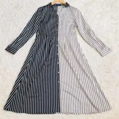 ✨美品✨ LOVELESS バイカラー ストライプ シャツ ロングワンピース Sのサムネイル