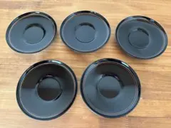 茶托 5枚セット 黒漆調 金彩ライン