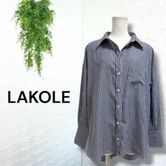 5527【LAKOLE】長袖シャツ オーバーサイズ ストライプ柄 フォーマル Sのサムネイル