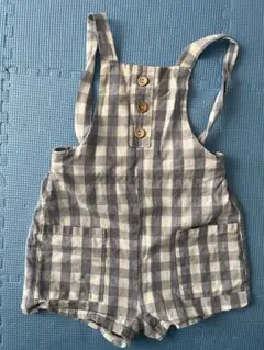 【美品】チェック柄 ベビーサロペット