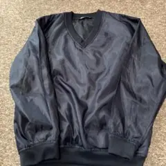 ナイロンプルオーバージャケット Lサイズ ネイビー Vネック