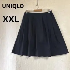 UNIQLO XXL ネイビー ハイウエスト ドライ　ストレッチ タックスカートのサムネイル