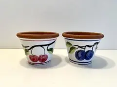 ⭐️ミニ植木鉢カバー　テラコッタ　プラントポット　さくらんぼ　プルーン　２個セット