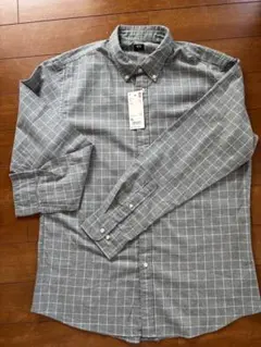 【新品】ユニクロ　フランネルチェックシャツ　長袖　グレーグレー XL